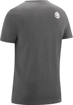 Graues T-Shirt Highball IV von Edelrid; Rückansicht; schlichtes Design mit rundem Halsausschnitt und Logo auf der Schulter.