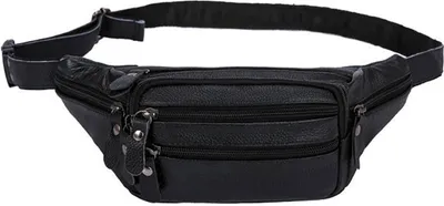 Produktbild von MODFU Leder Bauchtasche Hüfttasche Gürteltasche Damen Herren Schwarz