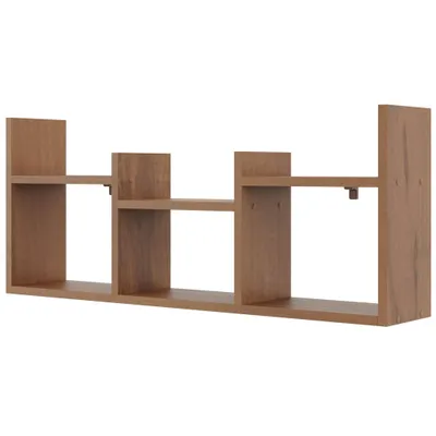 Produktbild von Wandregal Nussbaum – elegantes Hängeregal mit offener Ablagefläche, vielseitiges Regal zur Wandmontage für Wohnzimmer, Büro oder Flur