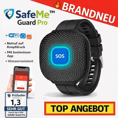 Produktbild von SafeMe™ Guard Pro Notfallarmband SOS Alarm WiFi App Senioren Sicherheit Plus: Schwarz