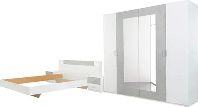 Immagine prodotto di Camera da letto Angie completa 4 pezzi bianco cemento grigio chiaro