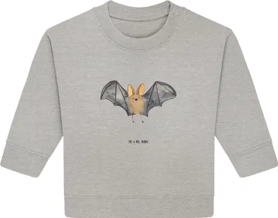 Produktbild von Mr. & Mrs. Panda Organic Baby Pullover Fledermaus Flügel 6. - 12. Monat - Heather Grey - Geschenk, Bullover, Lustige Sprüche