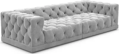 Produktbild von Samtstoff 4-Sitzer Couch Meliva Hellgrau