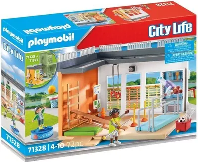 Zdjęcie produktu dla PLAYMOBIL Sala Gimnastyczna City Life Szkoła 71328, 3 Figurki, Akcesoria Sportowe, 72 Elementy, 4+ lat