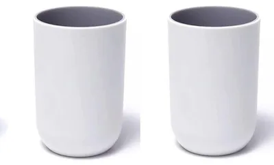 Zdjęcie produktu dla Zestaw 2 sztuk kubeczków do płukania ust, jasnoszary, pojemność 300 ml, wykonane z tworzywa PP+TPP