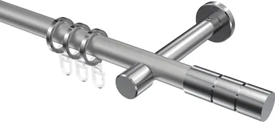 Produktbild von Interdeco Gardinenstange / Vorhangstange Silbergrau / Chrom, Typ Prestige Elanto (Rillenzylinder), 20 mm Ø 1-läufig, 520 cm