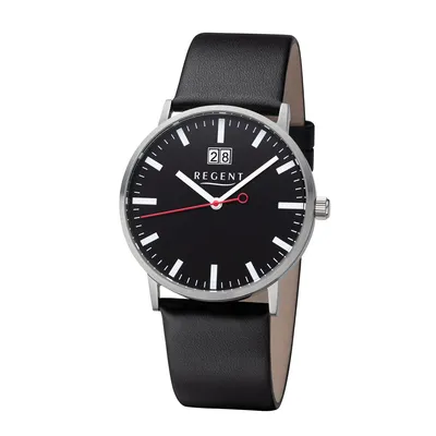 Produktbild von Regent Herren Uhr Lederarmband Leder Armbanduhr Analog schwarz URF1265