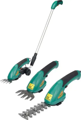 Produktbild von 2in1 Akku Rasenschere und Heckenschere mit Teleskoparm Akku 3,6V Li-Ion Strauchschere Grasschere Gartenschere