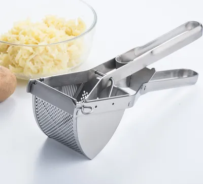 Produktbild von Kartoffelpresse, Kartoffelstampfer, Spätzlepresse, Edelstahl, für Obstsäfte, Püree, Gemüsebrei, Kartoffelpüree