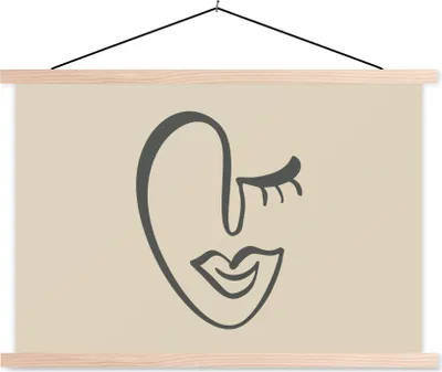 Produktbild von MuchoWow® Textilposter Frau - Lippen - Abstrakt 120x80 cm mit holzfarbenen Rahmen - Aufhängeset