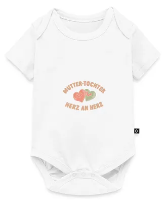 Produktbild von Spreadshirt Mutter-Tochter Herz an Herz Kurzarm Tages Baby Body, 56 (0-2 M.), Weiß