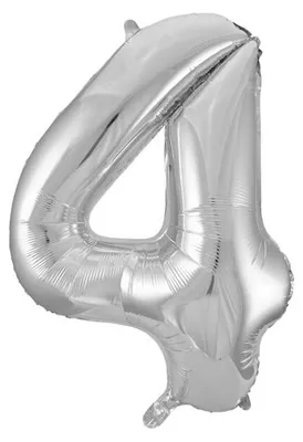 Produktbild von Unique Folienballon Zahl 4 silber ca. 86 cm