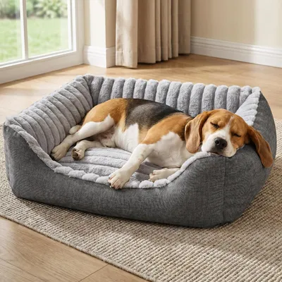 Produktbild von Hundebett mit rutschfester Unterseite und waschbarem Bezug für mittelgroße Hunde