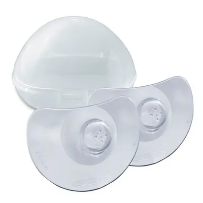 Produktbild von Lansinoh Stillhütchen 24 mm (Größe 2), 2 Stück inkl. Aufbewahrungsbox - angenehmes Tragegefühl - trotz Anlegeschwierigkeiten weiter stillen 2 stück (1er Pack)