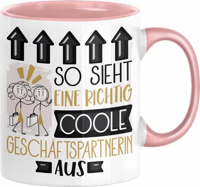 Produktbild von Geschäftspartnerin Geschenk Tasse Lustig Geschenkidee für Geschäftspartnerin Geburtstag So Sieht Eine Richtig Coole Geschäftspartnerin Aus Frauen Spruch (Rosa)