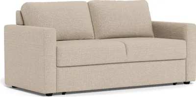 Produktbild von Schlafsofa FLEURY, Bezug Basel, Beige und Schwarz matt, mit 2 losen Rückenkissen
