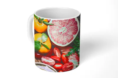 Obrázek produktu pro MuchoWow® Šálek na kávu Šálek na kávu Hrnek na kávu 350 ml Zelenina - Ovoce - BarvyŠálek na čaj - Foto hrnek