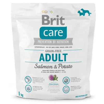 Produktbild von Brit Care Grain-free Adult Salmon & Potato, Adult, Mittelgroß (11-25 kg), Klein (5-10 kg), Mini (≤4 kg), Apfel, Kartoffel, Lachs, 1 kg