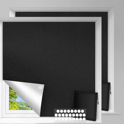 Obrázek produktu pro 2 ks 150*100cm zatemňovací látka 100% zatemnění | fólie s tepelnou vrstvou | neprůhledná pro okna, Velux a střešní okna (černá)