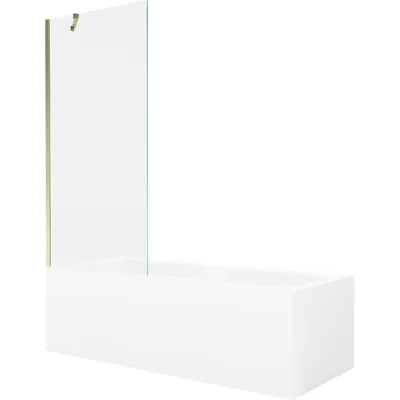 Obrázek produktu pro Mexen Cubik obdélníková vana 160 x 70 cm s pláštěm 1-křídlovou zástěnou 80 cm, Průhledné, zlatá - 550316070X9508000050