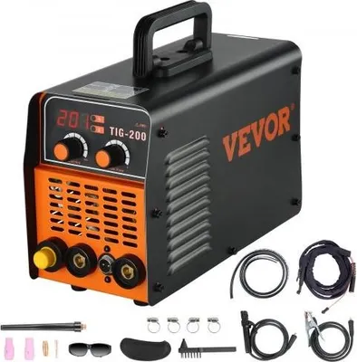 Image de VEVOR TIG-200C TIG/MMA ARC Poste à souder combiné Inverter 20-200A 40W 230V Welder, électrodes TIG 1-3,2 mm, électrodes MMA 1-4 mm, IP21 étanche, fonction d'arrêt automatique