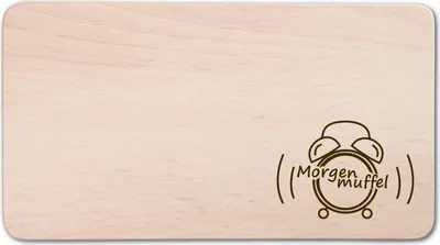 Produktbild von Frühstücksbrett, rechteckig, mit Motiv Morgenmuffel" aus Holz 22 cm"