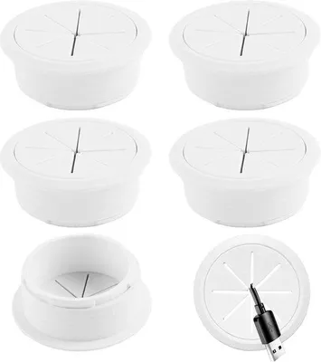 Obrázek produktu pro Flexibilní kabelová hadice pro kancelářské prostory – plastová – 6 kusů – bílá – průměr 60 mm