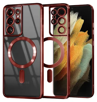 Produktbild von Techsuit Luxury Crystal Back Cover Hülle mit MagSafe für Samsung Galaxy S21 Ultra - Rot