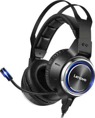 Zdjęcie produktu dla Słuchawki gamingowe Lenovo HS25 z mikrofonem 360°, podświetleniem LED i dźwiękiem przestrzennym 7.1