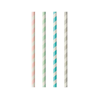 Image de PAPSTAR 87011 PAPSTAR Paille en papier "Stripes", 200 mm, couleurs assorties