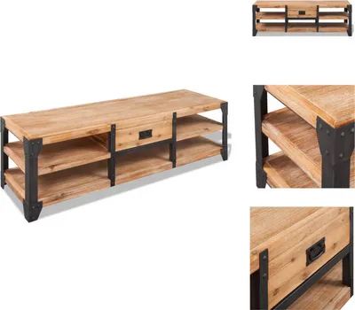 Image de vidaXL Meuble TV bas en bois d'acacia massif 140 x 40 x 45 cm