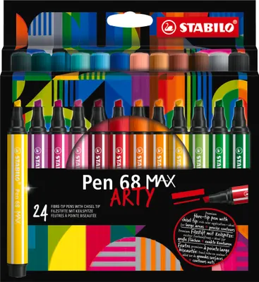 Produktbild von STABILO Premium-Filzstift mit dicker Keilspitze - Pen 68 MAX - ARTY - 24er Pack - 24 v…