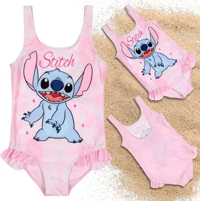 Obrázek produktu pro Dívčí plavky DISNEY Stitch do bazénu, růžové jednodílné plavky pro dívky 98-104