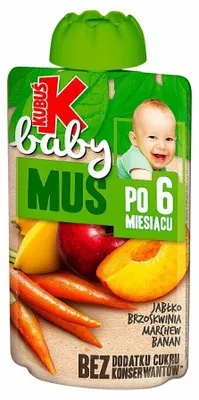 Produktbild von Kubuś Baby Apfel-Pfirsich-Karotte-Banane Mus 100 g