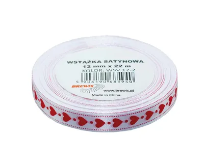 Image de Ruban de satin en forme de coeur blanc 12mmx22m