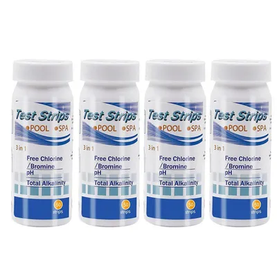 Produktbild von Pool-Teststreifen - 3-in-1 - 200 Stück - Wassertester für Chlor, Brom, pH-Wert und Wasserhärte - Zur Kontrolle der Poolwasserqualität
