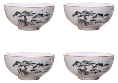 Produktbild von Set aus 4 chinesischen Tee-Verkostungstassen aus weißem Porzellan, 56,7 g, für die Gongfu-Teezeremonie