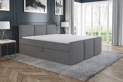 Produktbild von Boxspringbett RON 180 x 200 mit 2 Bettkästen, Bonell-Matratze und Topper. Farbe: Grau