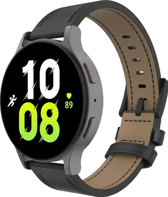Produktbild von Cazy Uhrenarmband geeignet für Samsung Galaxy Watch Band (Timeless Leather) – Smartwatch-Armbänder – Universelles Armband geeignet für Samsung Galaxy Watch 7 / Watch 6 / Watch 5 / Watch 4 / Watch FE - Schwarz