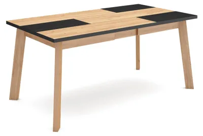 Esstisch 170 cm, 8 Plätze, Eichen-Optik, schwarze Beine, Melamin