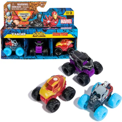 Produktbild von Monster Jam Satz von 3 Mini Jams Marvel Thor Black Panther Iron Man