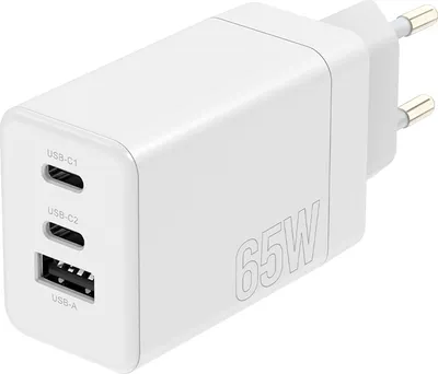 Image de Maxlife MXTC-08-65ACC Chargeur PD QC 2x USB-C 1x USB 65W blanc