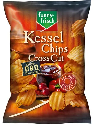 Immagine prodotto di kettle Chips fresche Cross Cut Spicy BBQ vegetariano 120 g