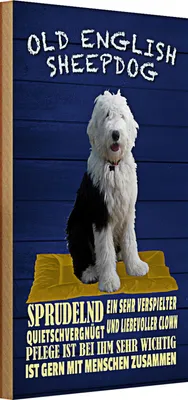 Produktbild von Holzschild Spruch 20x30cm Old English Sheepdog Hund