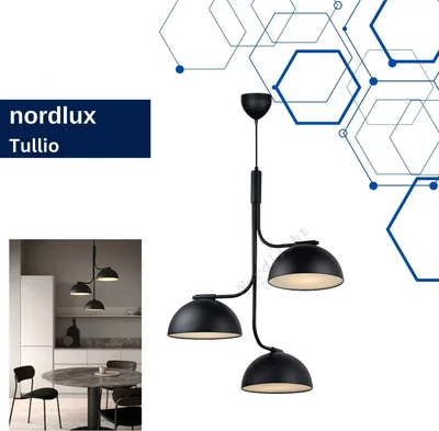 Obrázok produktu pre Závesné svietidlo Nordlux Tullio 3-svetelné závesné svietidlo čierny kov škandinávsky