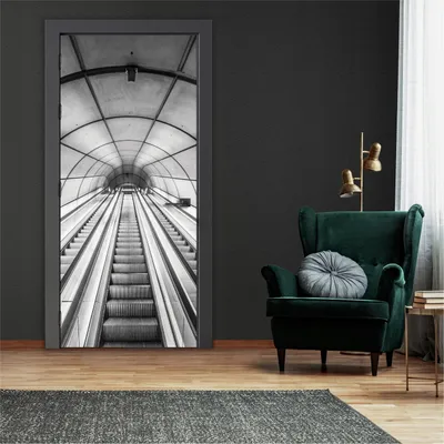 Produktbild von Türtapete Selbstklebend Türposter 3D Treppe - 91x211 cm einteilig - Fototapete für Tür Wohnzimmer Küche Badezimmer Türaufkleber Türfolie UV-Beständig Montagefertig