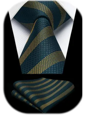 Productafbeelding van Herenset met stropdas en zakdoek, blauw met strepen, 8,5 cm breed