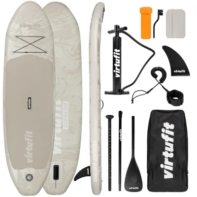 Obrázek produktu pro Virtufit VirtuFit Supboard Ocean 275 - Sand Beige - Stand Up Paddle Board - Nafukovací prkno - Pro začátečníky a pokročilé - Nastavitelné pádlo - Max. 180 kg