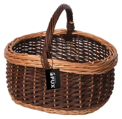Produktbild von Einkaufskorb oval Weide ungeschält geflochten Zopfrand 43x35cm