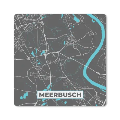 Produktbild von MuchoWow® Mauspad Mousepad Meerbusch - Stadtplan - Blau - Karte - Deutschland 20x20 cm - Mousepads - Maus Mat - Pad - Mausunterlage - Desk Mat - Bureauartikeln